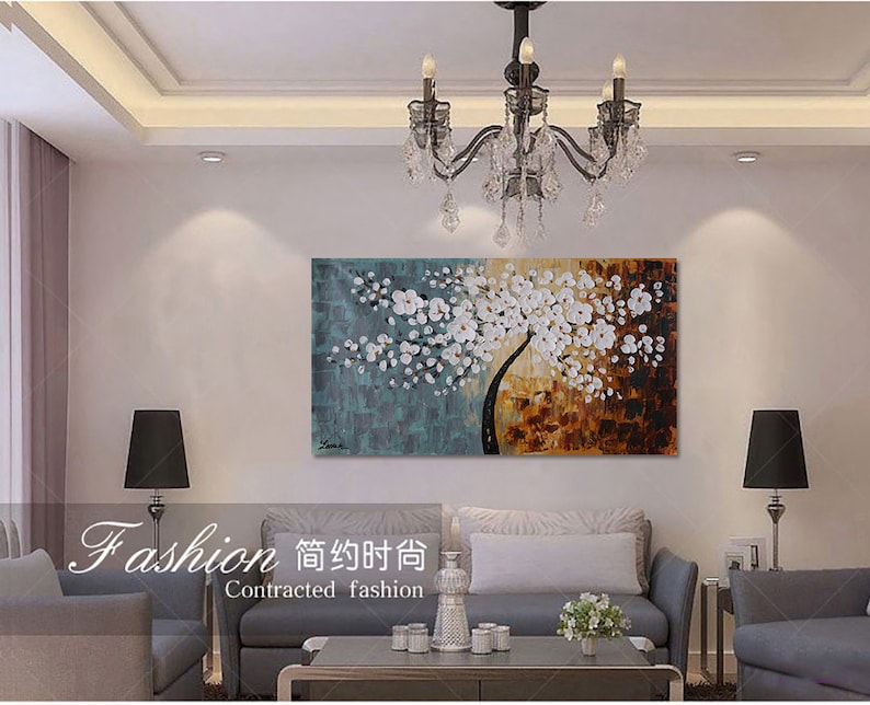 Handpainted living room home decor flower wall art picture Etsy