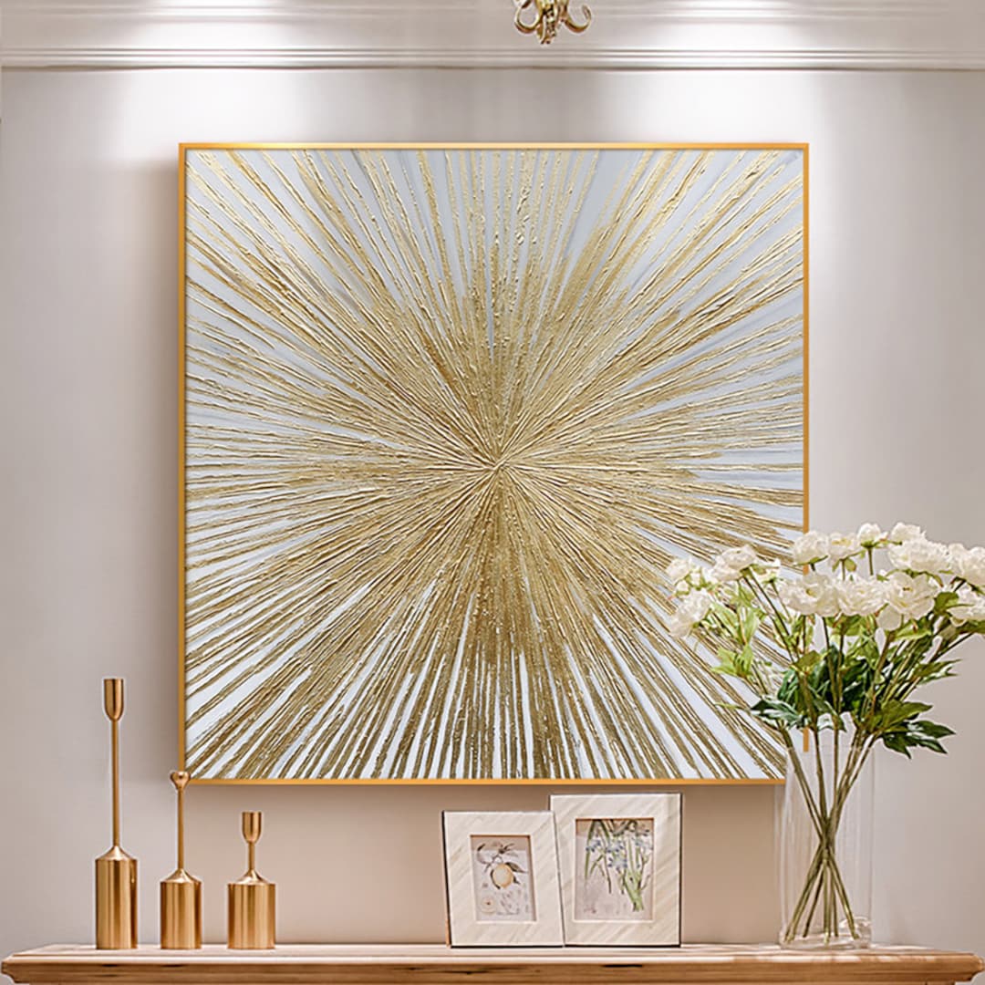 Abstract Geometric Wall Art Luxury Gold Painting Textured Wall Art ...