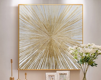 Abstract Geometric Wall Art Luxury Gold Painting Textured wall Art Minimalist Wall Art Gold Canvas wall art living room decor office art