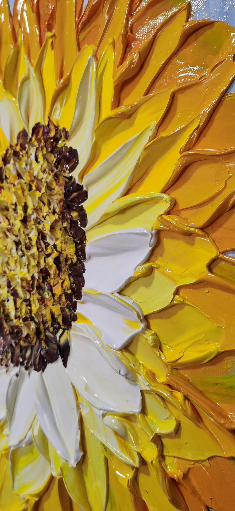 Hand Painted 3D Abstract Blooming Sunflower Oil Painting on Canvas ...