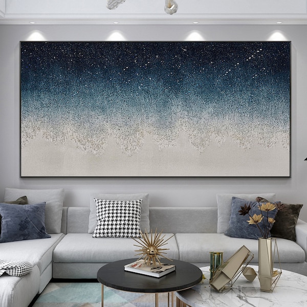 Dark Blue Wall Art Etsy