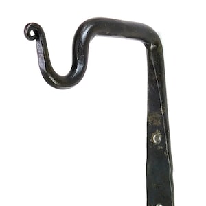 Pair of Curtain Pole Holders, Hand Forged Metal Rod Hooks, Wrought