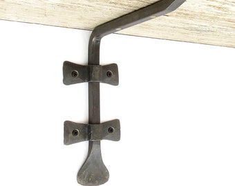 2 soportes para estantes, forjados a mano, de 17 cm de profundidad, resistentes colgadores de pared de hierro forjado estilo rústico para estantes de madera, vidrio o metal.