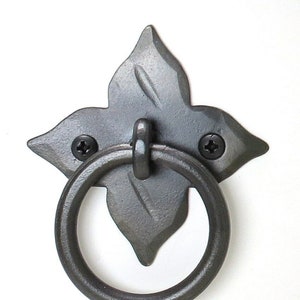 Cabinet Ring Pull Handle Wrought Iron Hand Forged Metal Door Drawer Kitchen Cupboard Antique Dresser Trunk Chest Wardrobe Star Plate Decor