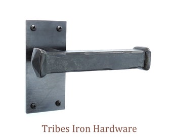 Hebel-Türgriffe, Paar-Set für Innen- und Scheunentor von vorne, handgeschmiedete Schmiedeeisen-Beschläge für die rustikale Architektur, ohne Feder