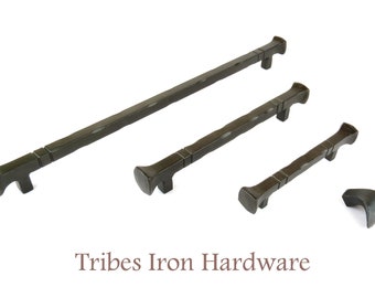 Hand Forged Cabinet Pull Handles, Wrought Iron Drawer Knob, Modern Farmhouse Kitchen Cupboard Door Pull 4 Sizes FLAT HEADED Square Metal Rod