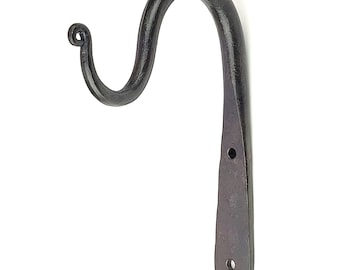 2 Curtain Pole Holders, Strong Wrought Iron Wall Hooks, Hand Forged Rustic 6" Brackets For 1" Diameter Rod, Kitchen S Rack Utensils Hanger