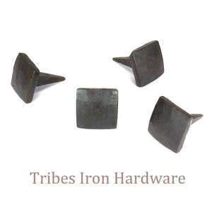 10 Square Head Nails, Hand Forged Decorative Big Wrought Iron Clavos Lot Furniture Wood Door Gate Metal Stud Rustic Antique Period Hardware