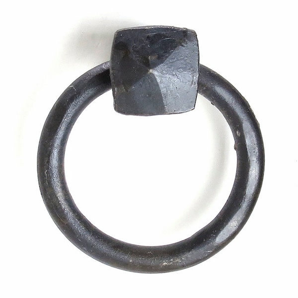 Schrank Drop Ring Pull, handgeschmiedet Schmiedeeisen Knauf, Bauernhaus Küchenschrank Schublade ziehen Antique Türgriff Kommode Schwarz rustikal Metall