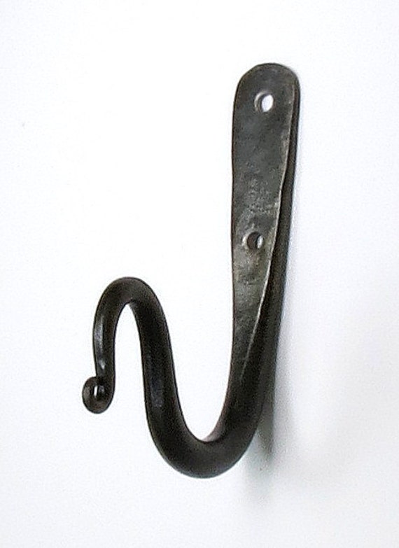 2 Curtain Rod Hooks, Hand Forged 3.5 Wrought Iron, for 0.5