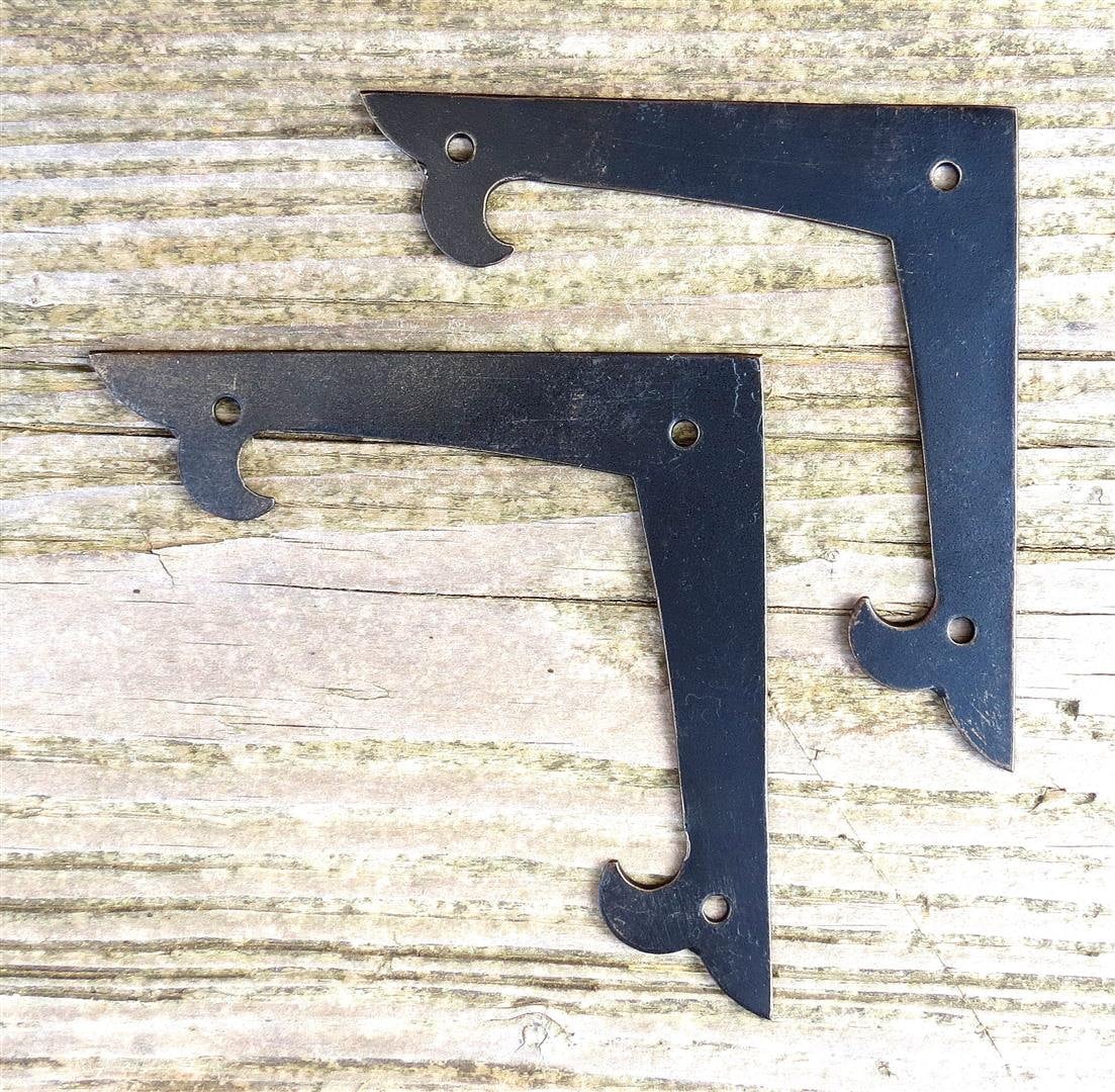 4 plaques d'angle décoratives plates, renforts de porte de 4 po., décor de supports en métal, ferronnerie de meubles anciens, embellissement de cadre photo