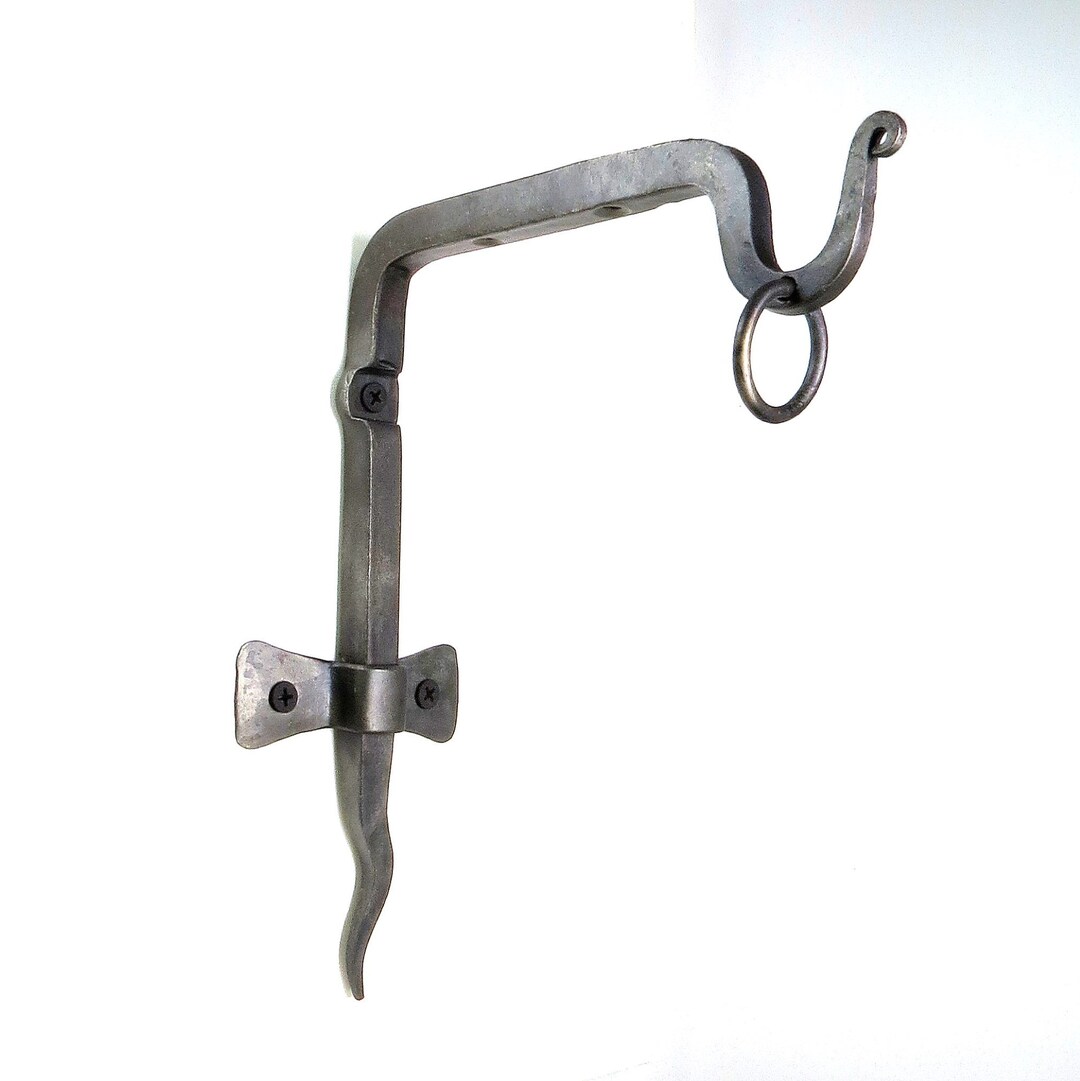 Shelf Bracket Ring Blacksmith Hand Forged Wrought Iron Curtain Rod Rail  Holder Mobile Pot Lamp Wall Metal Hook Lantern Hanger Rustic Decor 