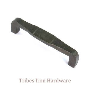 Wrought Iron Pull Handle 4.17" 96mm, Kitchen Cabinet Drawer Pull, Antique Cupboard Door, Blacksmith Hand forged, A 1 Solid Black Metal Rod
