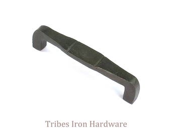 Wrought Iron Pull Handle 4.17" 96mm, Kitchen Cabinet Drawer Pull, Antique Cupboard Door, Blacksmith Hand forged, A 1 Solid Black Metal Rod
