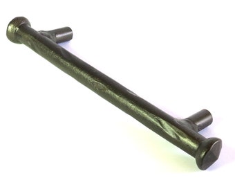 Wrought Iron 5" Pull Handle, 96mm Kitchen Cabinet Drawer pull Cupboard Wardrobe Furniture Door, Blacksmith hand forged Rustic Hammered Metal