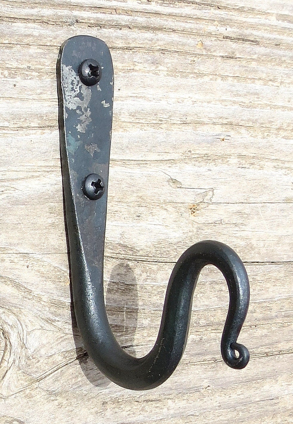 CURTAIN ROD HOOK (PAIR) - Amish Hand Forged Solid Wrought Iron Pole  Brackets USA
