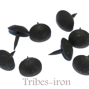 20 Black Clavos, STURDY Round 1&quot; Head Decorative Nails, Wrought Iron Furniture Wood Door Metal Decor Cap Stud antique forged Rustic Hardware