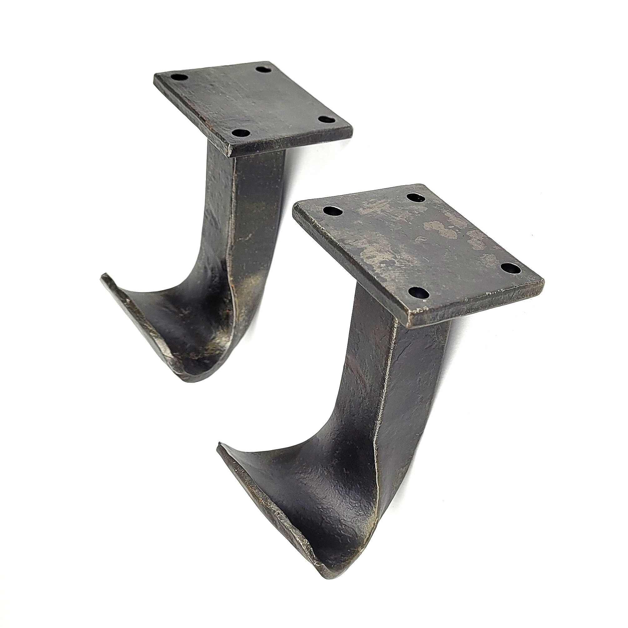 4pcs Furniture Legs Set, hand forged Rustic wrought iron Cabinet feet 10cm/ 3.94" Heavy duty metal Sofa, Bed legs Cupboard Coffee table legs