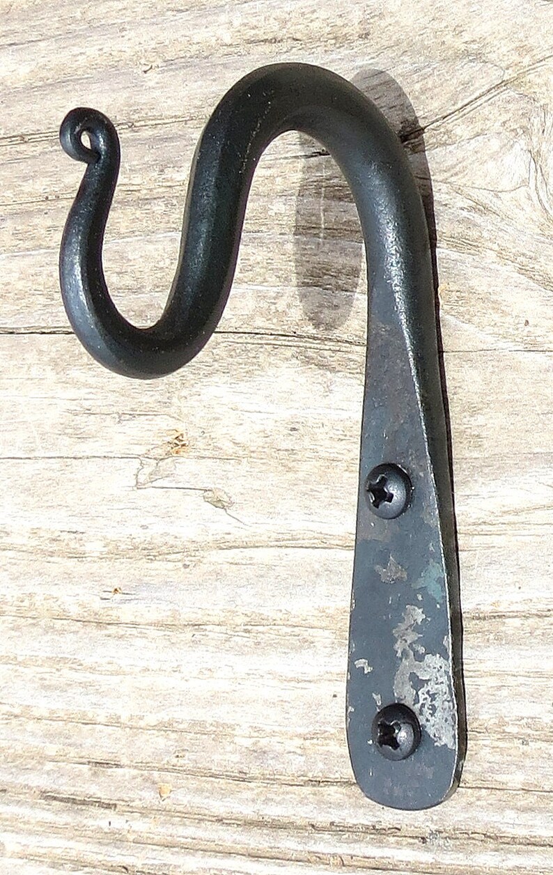 Curtain Rod Hook Hand Forged Wrought Iron Kitchen Wall Towel Image 0
