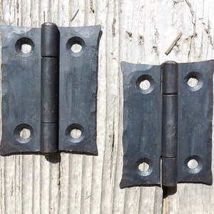 4 Hand Hammered 2" Butt door Hinges, Wrought Iron Cabinet Hinges, Rustic Box Forged Black Metal Hardware Decor, Farmhouse Antique Cupboard