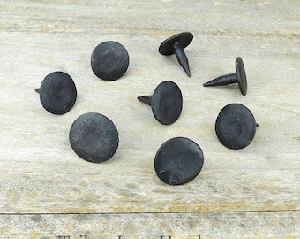 40 clavos de cabeza redonda plana, clavos decorativos de hierro forjado forjados a mano para puertas de granero de madera, muebles antiguos de granja, herrajes rústicos para puertas.