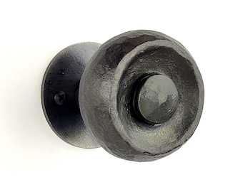 Juego de PAR de pomos de puerta redondos, manijas de puerta de palanca de paso, pomos de puerta de entrada arquitectónica e interior de hierro forjado rústico forjado a mano por herrero
