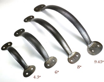 Tiradores de gabinete forjados, tiradores de cajón de hierro forjado, tiradores de arco para armarios de cocina de estilo rústico, metal negro martillado a mano, herrajes para puertas de herrero