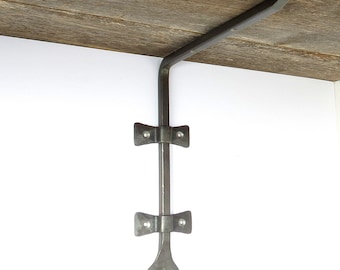 2 soportes para estantes, de hierro forjado rústico de 25 cm de profundidad, forjado a mano, resistente, estilo antiguo de granja, de madera y vidrio, para decoración de pared de metal.