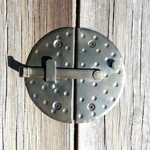 Hand Forged 4.7" Round Cabinet door latch Iron Cupboard Decor Black Antique Metal Finger Lock Gate Shed Closet Furniture Blacksmith Hardware