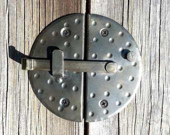 Hand Forged 4.7" Round Cabinet door latch Iron Cupboard Decor Black Antique Metal Finger Lock Gate Shed Closet Furniture Blacksmith Hardware