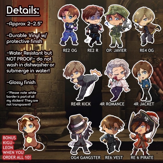 バイオハザード　Resident Evil レオン　ステッカー BIOHAZARD Leon Sticker Pack! バイオハザード ・ レオンーパック - Etsy
