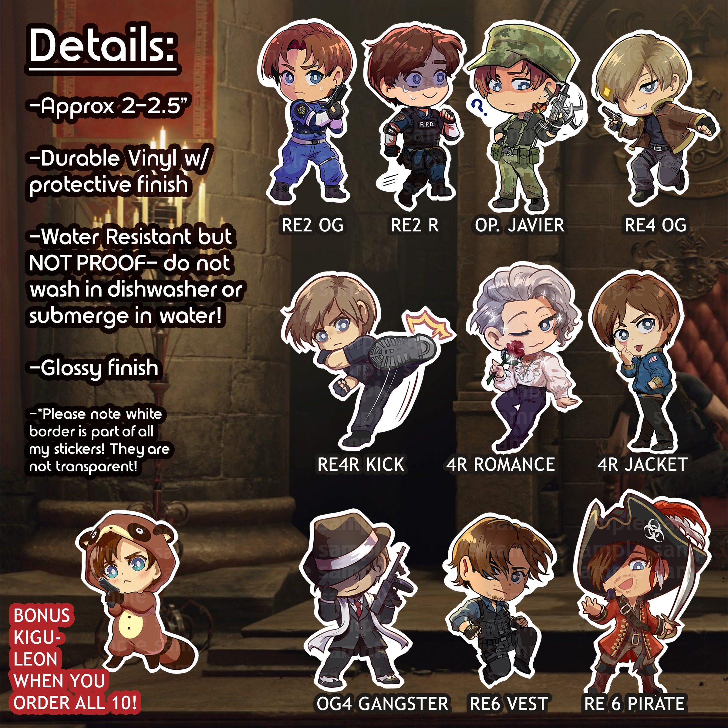 BIOHAZARD Leon Sticker Pack! バイオハザード ・ レオンーパック - Etsy