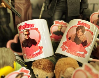 Fanmade Leon and Wesker My Beloved Heart Mugs and Sticker