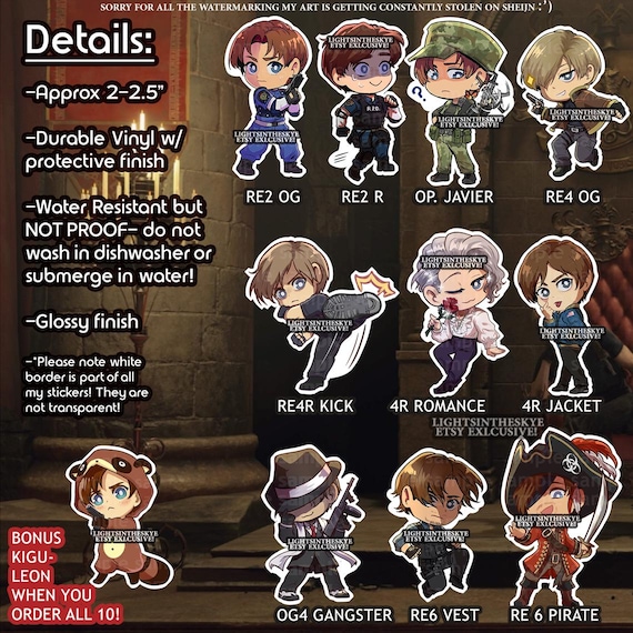 BIOHAZARD Leon Sticker Pack! バイオハザード ・ レオンーパック - Etsy