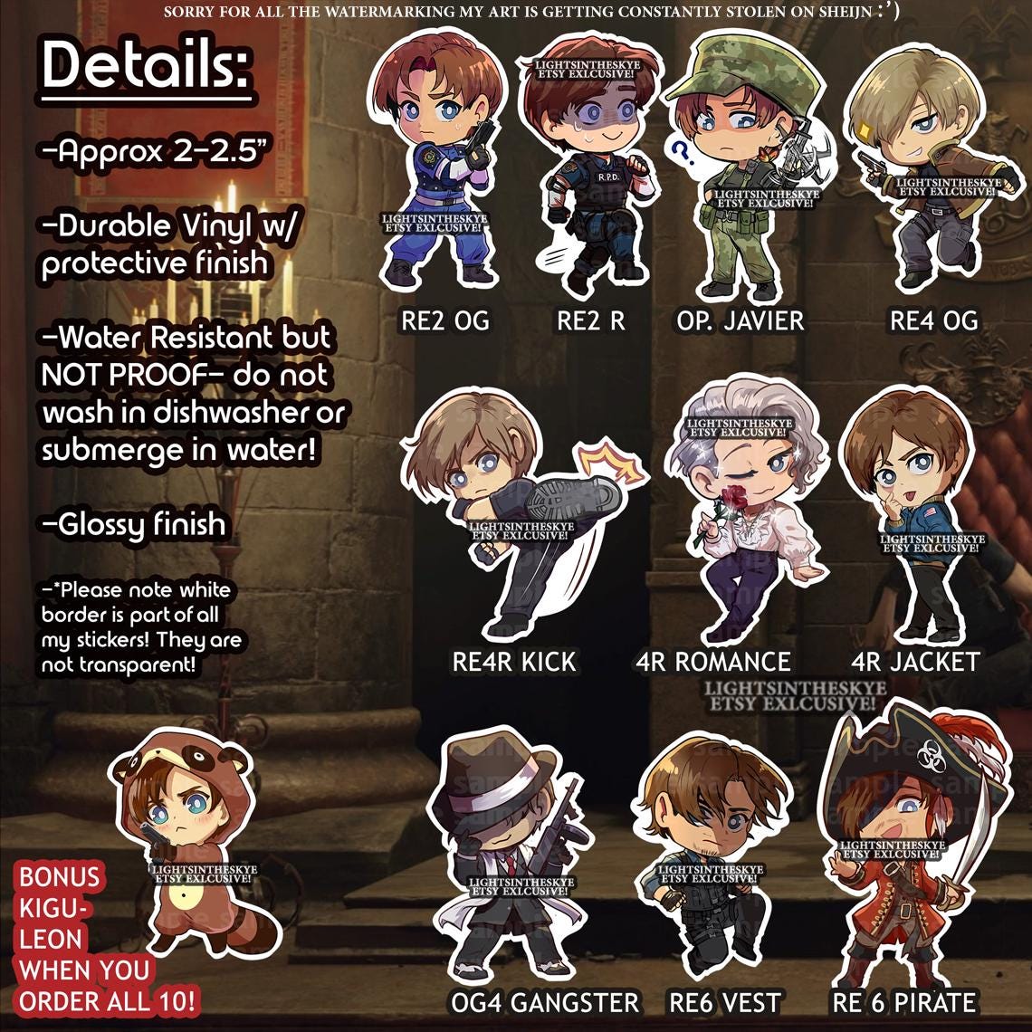 BIOHAZARD Leon Sticker Pack! バイオハザード ・ レオンーパック - Etsy