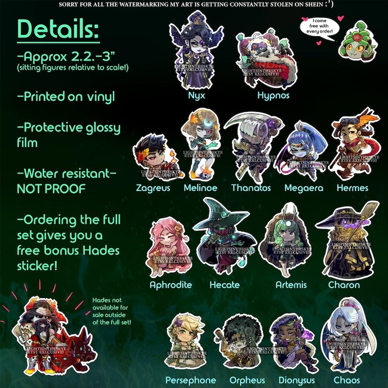 Hades Game Fandmade Sticker Pack (1&2) image 2