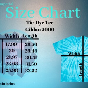 Tie-Dye Tee | Gildan 5000 | Size Chart | Printify Size Chart | Digital Download