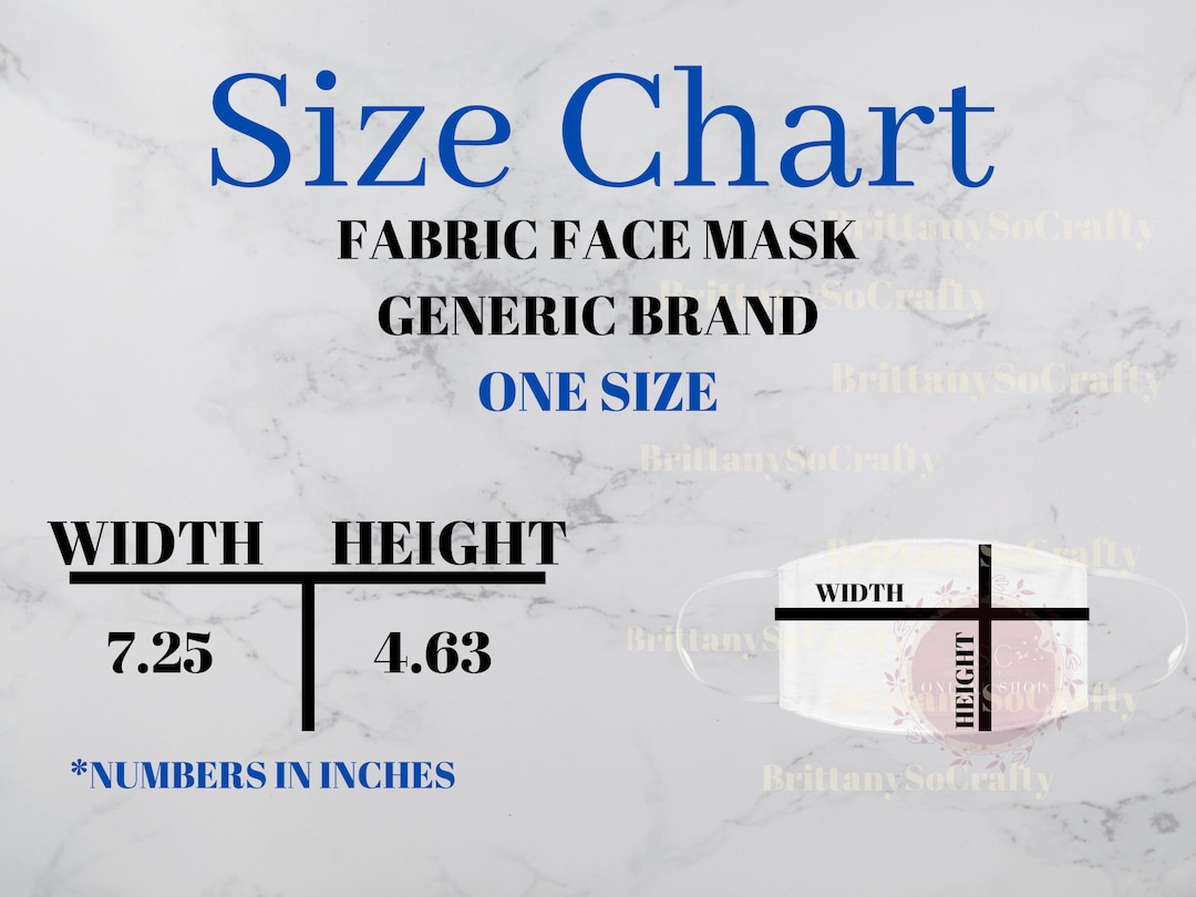 Generic Brand Face Mask Size Chart One Size Fabric Face Etsy