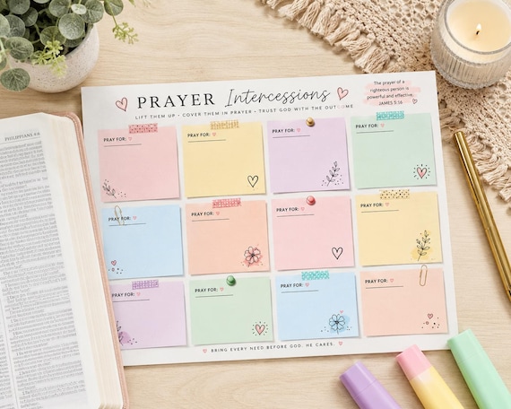 Prayer List Printable | Intercessory Prayer Planner | Christian Prayer Journal Page | Prayer Request Tracker | 11x8.5 Digital Download