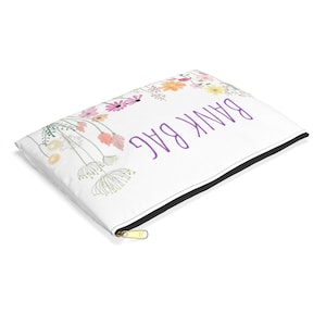 BANK BAG | White | Flowers | Purple | Budgeting Bag | Envelope Budgeting | Budget | Deposit Bag | Accessory Pouch Black