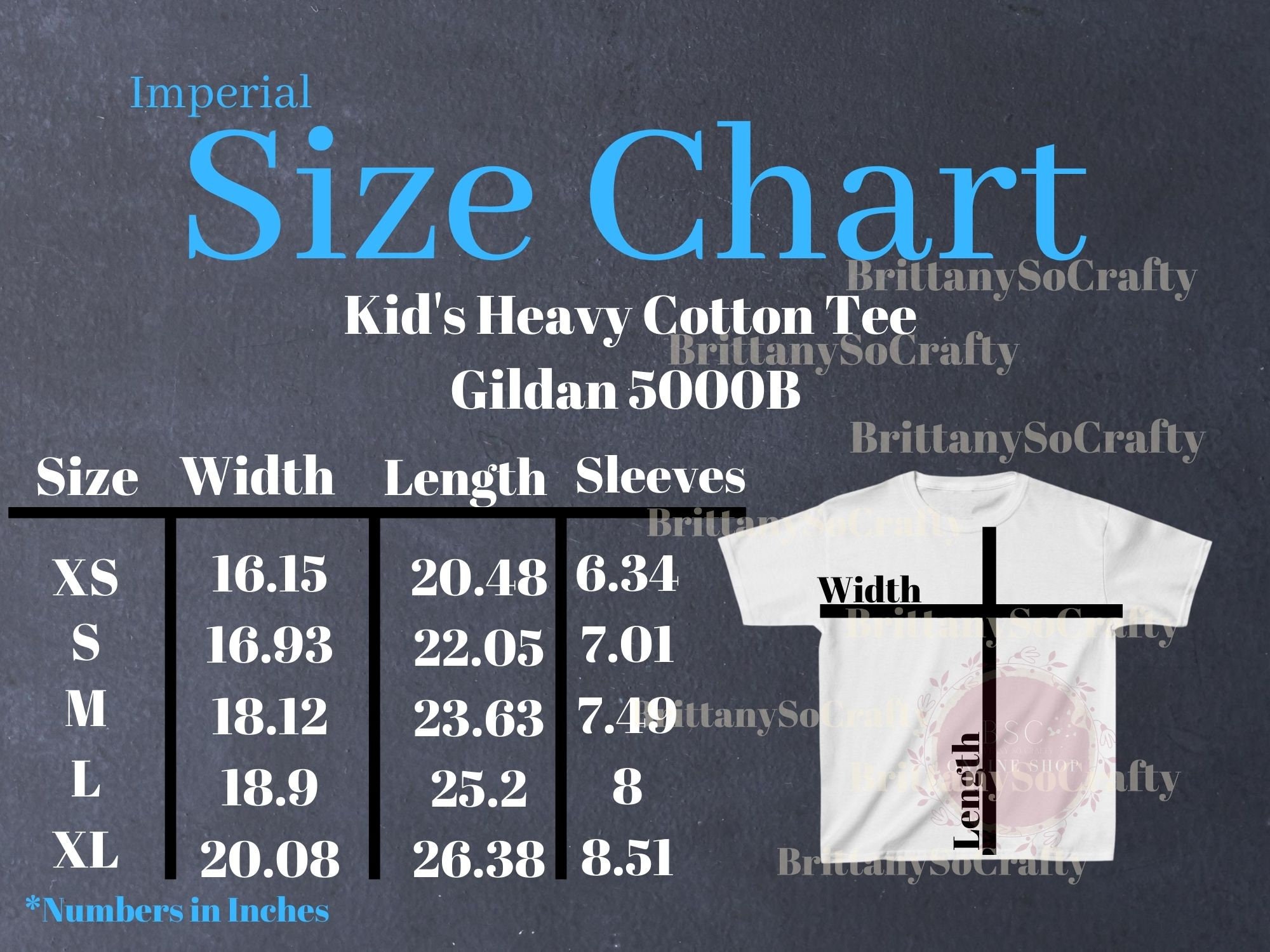 Kid's Heavy Cotton Tee Gildan 5000B Size Chart Etsy