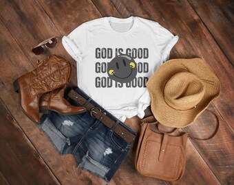 God Is Good | Smile | Smiley Face | Black | White | Grey | Unisex | Jersey Short Sleeve Tee | Gifts
