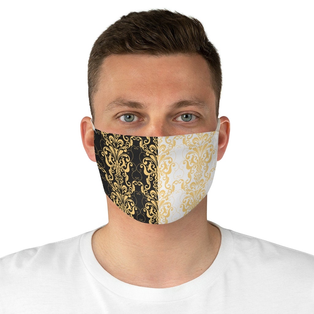 Two Toned | Gold Patterned | Designer | Fabric Face Mask - Etsy