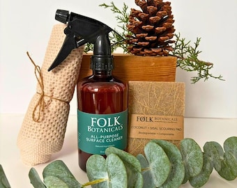 Kit botanique pour la maison, Cadeau de pendaison de crémaillère, Nettoyant en aérosol entièrement naturel, Huiles essentielles, Nettoyage écologique, Nettoyage aromathérapeutique, À base de plantes