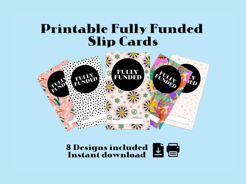 Printable Fully Funded Slip Cards | Cash Stuffing | Sinking Funds ...