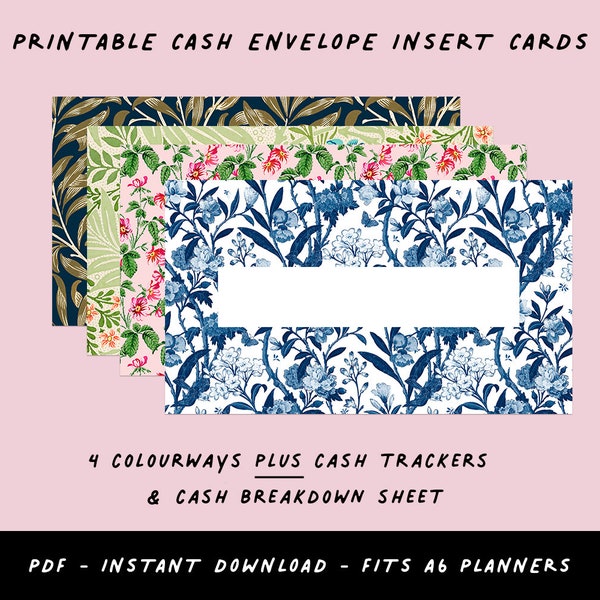 Printable cash envelope inserts - Country Chic - cash tracker - cash breakdown - cash envelope system - cash stuffing - budgeting