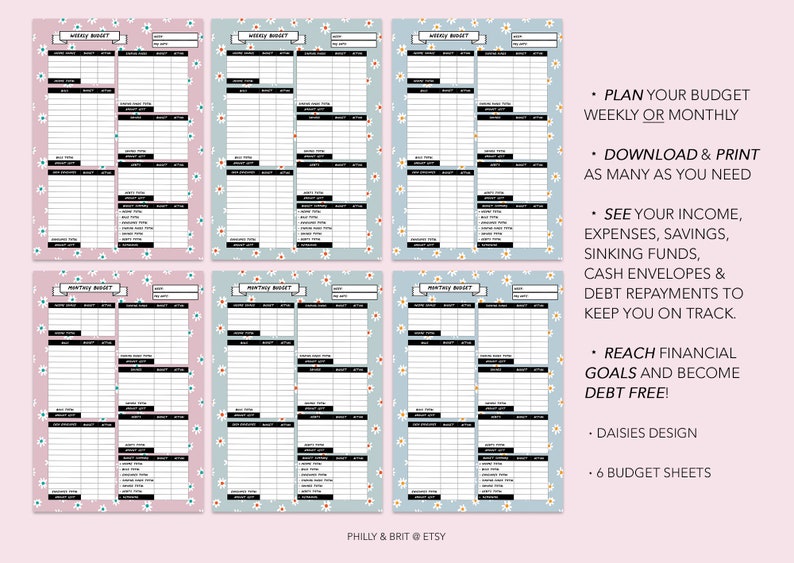 Printable Monthly Budget Planner Weekly Budget Planner - Etsy UK