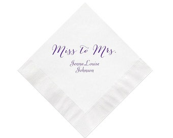 Miss to Mrs. Bridal Shower Personalized Napkins Set of 100 Wedding Decor Decorations Cocktail Paper Party Supplies