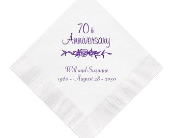 anniversary 70th napkins personalized years supplies