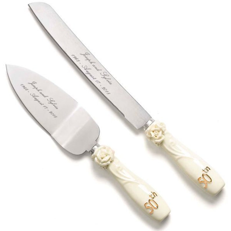 50th Anniversary Engraved Cake Knife and Server Set Etsy